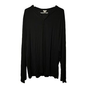 Eberjey Black Modal Long Sleeve Henley Comfort Stretch Henry Shirt